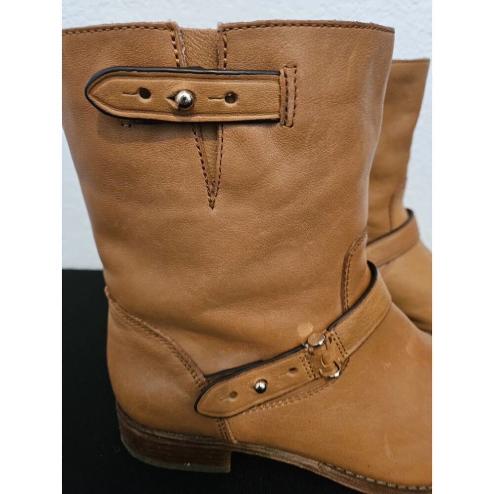 Coach Amy Moto Leather Biker Boots Tan Size 8 $248 - Picture 5 of 12